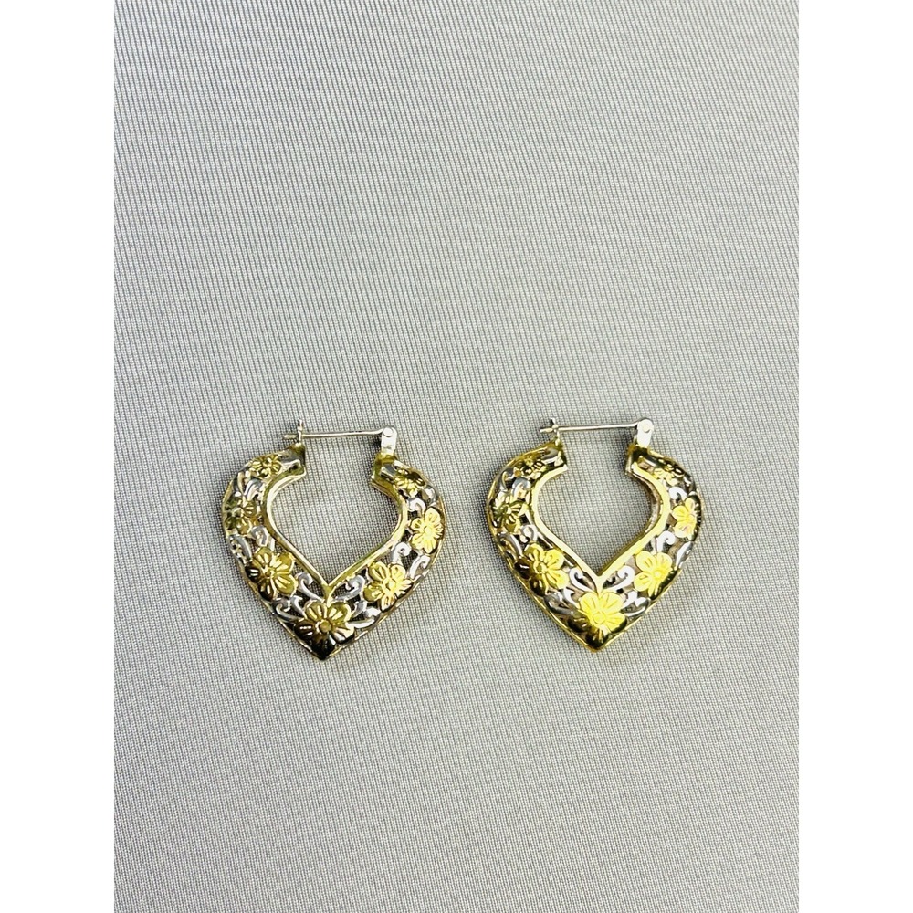 Large Heart Shaped Metal Hoop Style Earrings